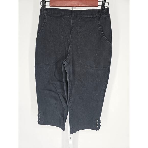 Croft & Barrow Women Black Wide Leg Cotton Stretch Mid Rise Jeans Capris Size 4P - Picture 1 of 4